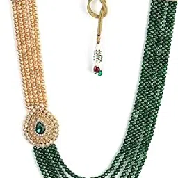 pihu creation Designer Wedding Multi Strand Dulha Har Layered Pearl Haar Groom Necklace Set for Men.-picture-15