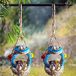 Dog Trust Set of 02 Birds Artificial Nest Mini Birds Home Bird House (Hanging)-picture-25