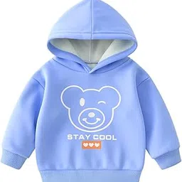 bold n elegant Cartoon Bear in Hood Print Kids Full Sleeve Warm Thick Fur Fleece Winter Tshirt Sweatshirt Hoodie for Infant Toddler Baby Boy & Girl-picture-12
