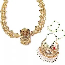 RISYANKA brass gold mattha patti borla and nathiya RJ195-picture-52