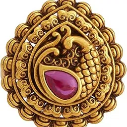 kushal's Fashion Jewellery Ruby Gold Polished Copper Antique adjustable Finger Ring, Best for Festive & Special Occasion-picture-38