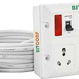 Bitcorp Extension Cord (4000W) 16A 20A 25A Spike Guard Thermal Protection 3 Way Multi Outlet 3 Pin 3 Mcb Power Cord | 1 Meter Long Wire Cable Suitable for Small and Heavy Duty Appliance-picture-29