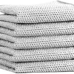 Premium Kitchen Scrubber, Cotton Mesh Dish Cleaning Cloths, Pack of 5, White, Waffle Weave Pattern, Reusable Dishwashing Sponge-picture-17