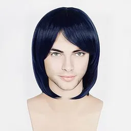 HAIR WALA™ Men Straight Length Side Swept Long Bangs Cosplay Wig Heat Resistant Natural Looking Synthetic Costume Wig Halloween and Daily Party Use, Black Color+ 02 Wig Cap Free-picture-52
