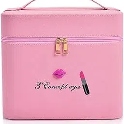 AORDEY PU Leather Vanity Bride Makeup Organizer for Women Beauty Make up Storage Box for Bride Cosmetic Make up Case Kit Storage Organizer Travel Toiletry Vanity Box for Girl - Pink-image-16