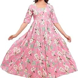suraaj fashion Women's Floral Maxi Dress, Purple with Lily Print, 3/4 Sleeve Button Front, Ankle Length-picture-33