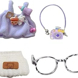 4PCS Set Doll Clothes for Clothes, Dolls Clothes Outfit Set for 17cm Accessories Sitting 1hat + 1romper + 1camera + 1glasses Backpack (No Doll)-picture-22