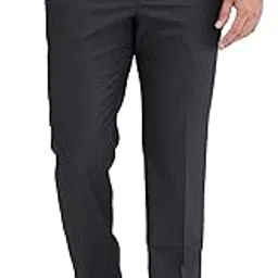 park avenue Men's Mid Rise Regular Fit Solid Pattern Polyester Viscose Blend Flat Front Trouser-picture-21
