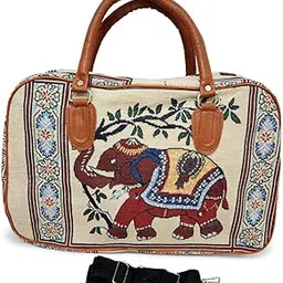 Babbotty'Women and Men Owl Printed Canvas Duffle Bag,Luggage Travelling Purse for Women, Stylish Duffel Cabin Size Air Tote Bag, Handbag with Rajasthani Royal Print (Red)-picture-24