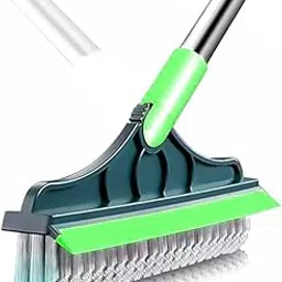 SHNMN Bathroom Cleaning Brush with Wiper 2 in 1Tiles Cleaning Brush Floor Scrub Bathroom Brush with Long Handle 120° Rotate Bathroom (Green)-image-67