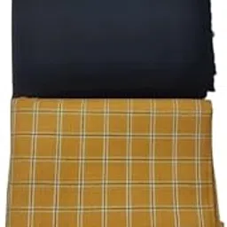 ga fashion WOMEN's UNSTITCHED FABRIC COTSWOOL CHECK MATCHING Salwar suit,Dress material,CASHMILON WOOLEN RAZING INSIDE,Width-44 inch,Length-2.5meter top,2.5 meter plain bottom,FREE_SIZE New Musterd Black-picture-32