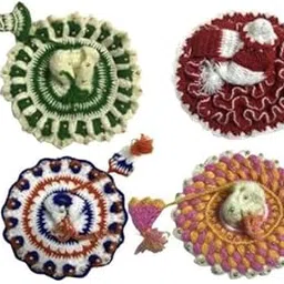 Laddu Gopal Woollen Designing Poshak || Moti Dress with Cap Beautiful Winter Heavy Dress Woolen Cloth Size 0-1 (Set of 4)-image-79