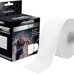 MuscleFix Athletic Tape for Ankle, Wrist & Joint Protection, Easy-tear Breathable Soft Cotton Best Adhesive Medical Tape for Athletes & Trainers (White, 5 cm * 13.7 m)-picture-20