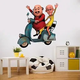 DivineDesigns™ Motu Patlu on Scooter Wall Sticker-picture-42