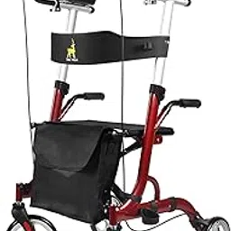 Entros Upright, Stand Up Folding Rollator Walker with Height Adjustable Padded Armrest | Seat with Backrest strap and 8’’ Front wheels | Rollator Walker for Old People, Handicap & Patients | EHS5037B-picture-34