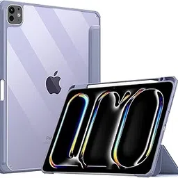 ProElite Case Cover for Apple iPad Pro 13 M4 2024 Cover, Transparent Smart Flip Cover for iPad Pro 13 inch M4 2024 with Pencil Holder, Lavender-image-44