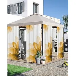 Orange Outdoor Curtains for Patio Waterproof,Boho Modern Floral Abstract Ombre Leaf White Patio Porch Outside Grommet Curtains for Cabana Pergola Privacy & Blocking Sunlight,2 Panel 54"x95"-picture-14