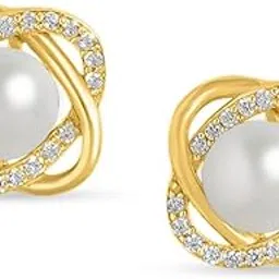 zavya 925 Sterling Silver Abstract Pearl Gold Plated Stud Earrings | Gift for Women and Girls | With Certificate of Authenticity & 925 Stamp |Rakhi Gift for Sister-picture-31