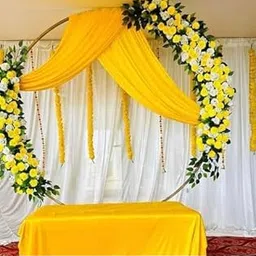 Vayu Art & Crafts Multi Purpose Decoration Plain Net for Gift Hampers Gift Wraps,Mandap Decoration, Backdrop Party Decor 5 Metre, Width 142 CM Sunflower Yellow Color-picture-39