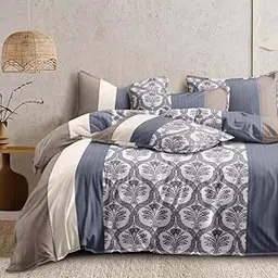 BhaiJi BedSheet King Size AC Comforter Set – 108x108 inch Glace Cotton – Includes 1 King Bed Sheet, 1 Large Double Bed Comforter & 2 Pillow Covers – Soft & Breathable Bedding Set (Color H)-image-2