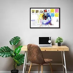 ArtzFolio Baby Fur Seal | Bulletin Board Notice Pin Board | Vision Soft Board Combo with Thumb Push Pins & Sticky Notes | Dark Brown Frame | 36 x 24 inch (91 x 61 cms)-image-85