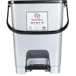 Heart Home Square Premium Plastic Pedal Dustbin with Lid for Home/Kitchen/Office|Garbage Bin/Waste Bin|Dustbin Large Size 10 Ltr (Grey)-picture-44