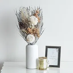 Flowers and Fillers || Silver Dawn Bunch | Natural Dried Flower | Eco-Friendly Flowers for Home, Office, Bedroom, Table Decoration and Craft Items Corner (Without Vase Pot)-image-12