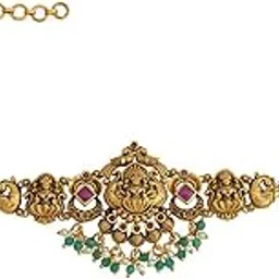 kushal's Fashion Jewellery Ruby-Green Gold Polished Copper Antique Belt with Adjustable Chain, Best for Festive Season & Special Occasion - 440672-picture-18