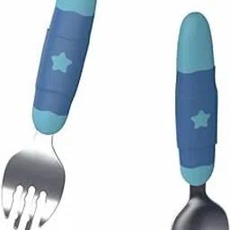 BIUDECO 1 Set Fork and Spoon Tableware for Kid Coffee Spoons Portable Cutlery Small Spoons Spoons and Fork Dessert Spoon Espresso Spoons Tableware Blue-picture-29