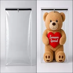 Cover For 7 Feet Teddy Bear PVC Plastic Transparent | Dustproof | Waterproof | Black Zipper | Stainless Steel Runner (Best Fit For Teddy Bear Size : Height-7 Feet x Width-2.5 Feet)-image-98