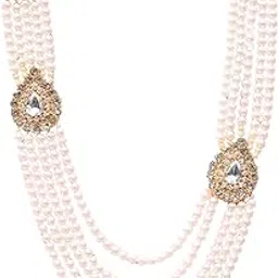 geetanjali crafts Handmade Pearl Stone & Studded AD(American Diamond) Necklace Jewellery For Men/Groom For Wedding(Dhula Mala/Kantha Haar) Or Special Occasions 7861-picture-33