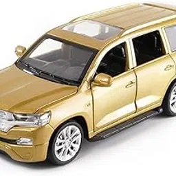 DEUSON ECOM 1:32 Scale Land Cruiser Toy Car for Kids Die Cast Metal Toy Cars with Light Sound Pullback with Openable Door Car, Gold-picture-38