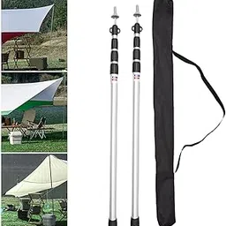 CLUB BOLLYWOOD® Adjustable Telescoping Aluminum Tarp Tent Poles for Camping Hiking Sliver | Sporting Goods | Outdoor Sports Tents & Canopies | Tent & Canopy Accessories-picture-48
