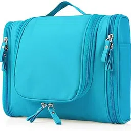 Multifunctional Extra Large Cosmetic bag for Women | Makeup Pouch with Hook for Hanging | Toiletry Bags for Travel | Waterproof Grooming Kit Storage Pouches for Men (Blue)-picture-21