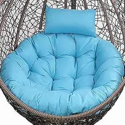 KYNE Microfibre Cushion for Hanging Basket Round Shape Swing Chair Cushions for Outdoor Egg Swing Chair Garden Swing, Seat Padded Pillow Cushion (Light Blue) image 1