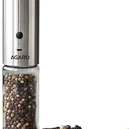 AGARO Gravity Salt & Pepper Automatic Grinder, Refillable,Adjustable Coarseness,Gravity Electric Salt Pepper Mill & Shaker, Rechargeable Stainless Steel-picture-23