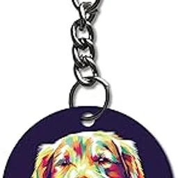 Cartoon Dog Printed Keychain for Men Women Girls Boys Dog Lovers Bike/Car/Bag Key Tag Keyrings Home (2.5 x 2.5 Inch)-image-0