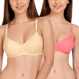 tweens Medium Padded Cotton Rich Bra - Full Coverage, Seamless, Multiway Straps, Wirefree Everyday T-Shirt Bra-picture-29