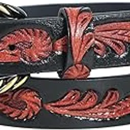 Hand-Carved Brown & Black Leather Belt – Unique Custom Craftsmanship | Stylish & Durable Waist Accessory for Women-image-45