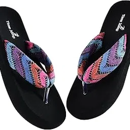 time jump Women's Geometric Print Flip Flops, Memory Foam Footbed, Comfort Slipper-picture-17