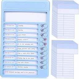 ZIVIK Habit Tracker Daily Planner Board for Kids & Adults | Reusable To-Do List Chore Chart with 15 Detachable Cards, Weekly Record & Motivation Paper | Plastic Checklist Routine Planner (Blue)-image-39