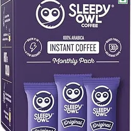 Sleepy Owl Original Freeze Dried Coffee Sachets | 60g - Pack of 30 x 2g Instant Coffee Powder Sachets | 100% Arabica Beans | Aromatic Coffee Pouch | Rich & Smooth | Easy to Use & Carry-image-90