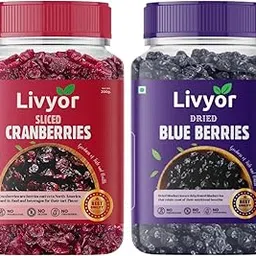 Livyor Premium Sliced Cranberries - 200g and Blueberries - 200g Combo for eating | Dry Fruits | Cranberry | Blueberry (Pack of 2)-picture-23