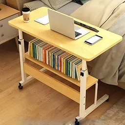 Overbed Table, Laptop Table with Wheels, Movable Sit Stand Desk for Writing, Eating, Working, Height Adjustment Side Table for Living Room Bedroom-picture-27
