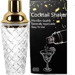 Melbify Cocktail Shaker Glass with Stainless Steel Lid | 400 ML | Bar Shaker Bottle | Filter Function Layer | Mixing for Cocktails, Mocktails, Martini,Juices | Luxury Home Bar Shaker-picture-10