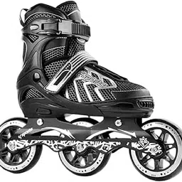 Wiggly Toys Inline Skates Size Adjustable All Pure PU Strong Wheels Aluminium with LED Flash Light on Wheels, Skating Boy Age Group 6-15 Years (3 Wheel Black Skating)|76-image-98