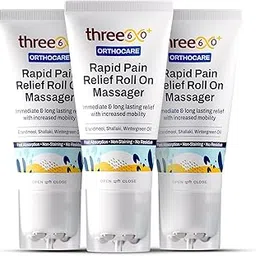 three60+ RAPID PAIN RELIEF Roll On Massager | Immediate and Long-Lasting Pain Relief | Erandmool, Shallaki, Wintergreen Oil, Nirgundi | Fast Absorption | Hands-Free Massage Application (Pack of 3)-picture-28