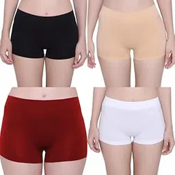 lorliva Pack of 4 Women's Full Comfortable Cotton Lycra Blend High Rise Pull On Free Size Boy Short Panty (Multicolor 1,2,5 & 8) - A1602-picture-24