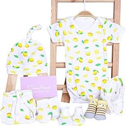 mom's home Organic Cotton Baby Essentials Gift Set | Baby Shower Gift Hamper | Baby Clothing Gift Combo | Lemon | Pack of 7-picture-26