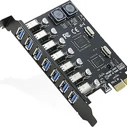USB 3.0 PCI-e Expansion Card 7Port, RIITOP PCI-e x1 to USB 3.0 HUB Adapter 5Gbps (No Power Need)-picture-21